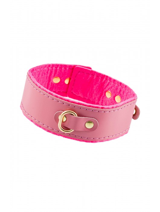 Розовый двуслойный кожаный ошейник с подкладкой из фетра - Pecado - купить с доставкой в Южно-Сахалинске