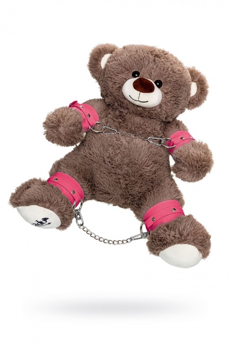 Бондажный набор: бурый мишка с розовыми оковами и наручниками - Pecado - купить с доставкой в Южно-Сахалинске
