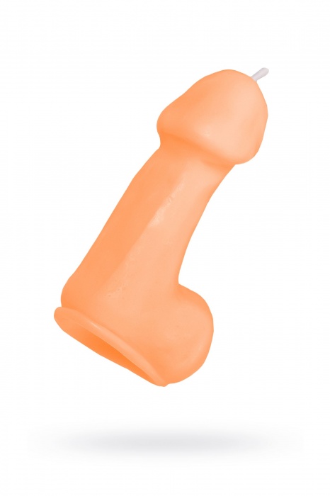 Оранжевая свеча в форме пениса - 47 гр. - Pecado - купить с доставкой в Южно-Сахалинске