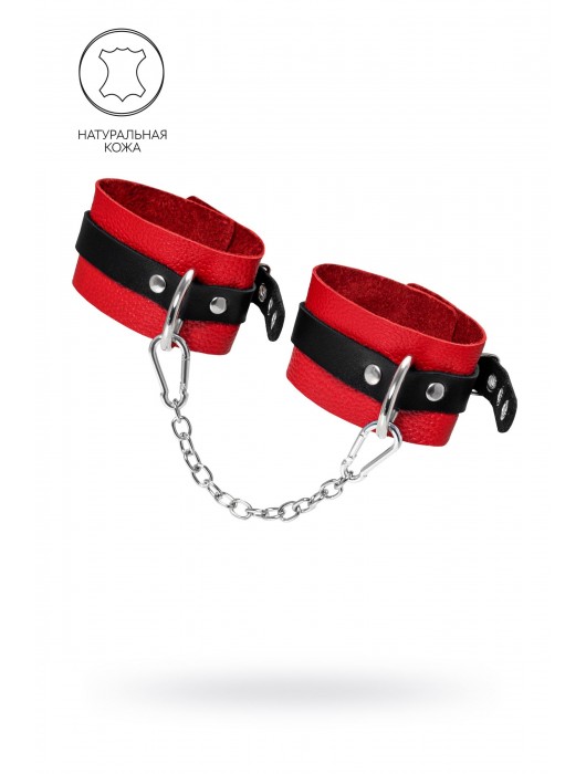 Красно-черные мягкие оковы с одним ремешком и люверсами - Pecado - купить с доставкой в Южно-Сахалинске