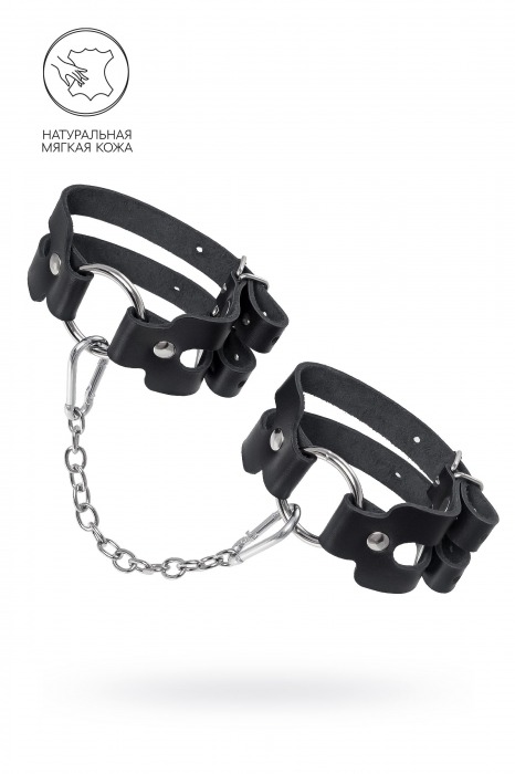 Черные кожаные оковы из двух ремешков - Pecado - купить с доставкой в Южно-Сахалинске