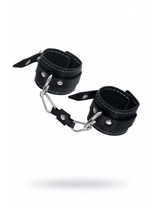 Черные двухслойные наручники с белой строчкой - Pecado - купить с доставкой в Южно-Сахалинске