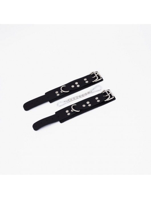 Черные кожаные наручники с регулируемыми ремешками - Crazy Handmade - купить с доставкой в Южно-Сахалинске