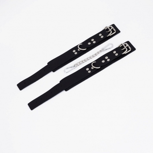 Черные кожаные оковы с регулируемыми ремешками - Crazy Handmade - купить с доставкой в Южно-Сахалинске