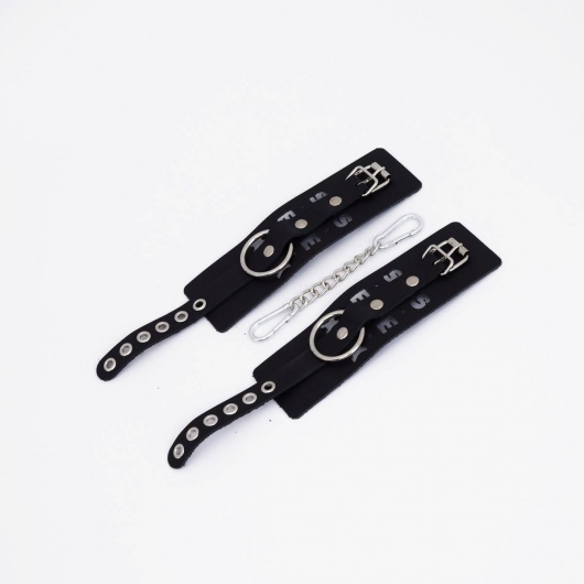 Черные кожаные наручники Sex - Crazy Handmade - купить с доставкой в Южно-Сахалинске