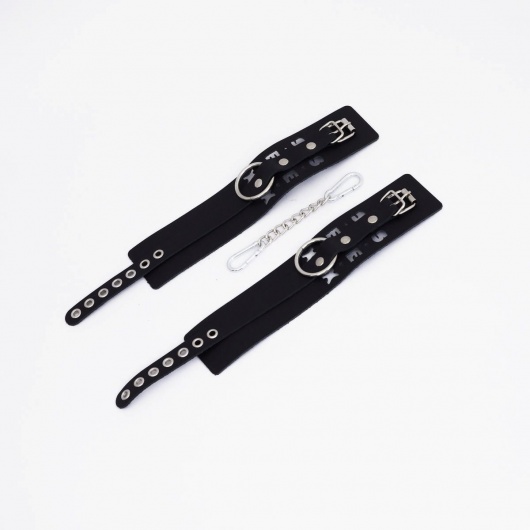 Черные кожаные оковы Sex - Crazy Handmade - купить с доставкой в Южно-Сахалинске