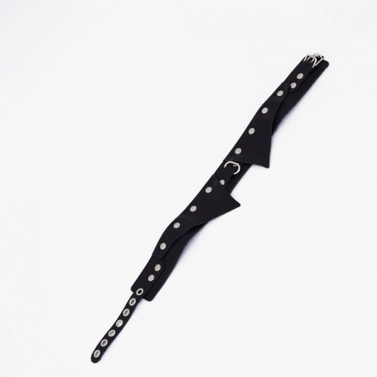 Черный однослойный кожаный ошейник с имитацией воротничка - Crazy Handmade - купить с доставкой в Южно-Сахалинске