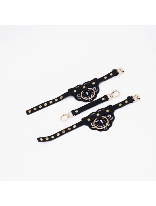 Черные оковы с золотистой фурнитурой - Crazy Handmade - купить с доставкой в Южно-Сахалинске