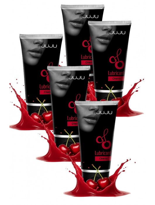 Набор из 5 съедобных лубрикантов JUJU со вкусом вишни - JuJu - купить с доставкой в Южно-Сахалинске
