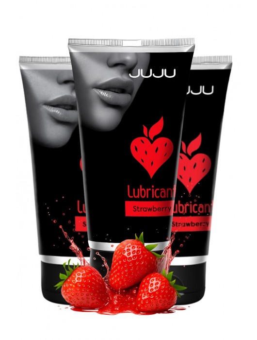 Набор из 3 съедобных лубрикантов JUJU со вкусом клубники - JuJu - купить с доставкой в Южно-Сахалинске