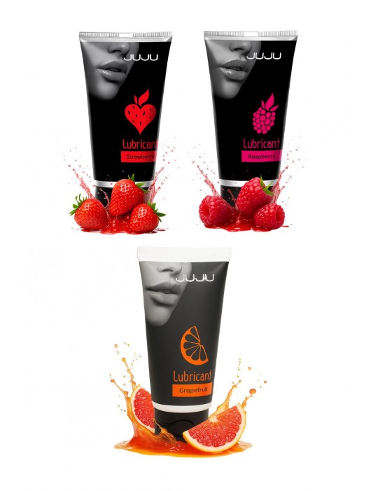 Набор из 3 съедобных лубрикантов JUJU (клубника, малина, грейпфрут) - JuJu - купить с доставкой в Южно-Сахалинске