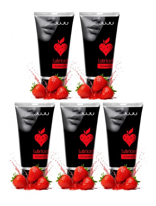 Набор из 5 съедобных лубрикантов JUJU со вкусом клубники - JuJu - купить с доставкой в Южно-Сахалинске