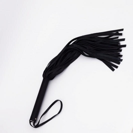 Черный кожаный флоггер - 45 см. - Crazy Handmade - купить с доставкой в Южно-Сахалинске