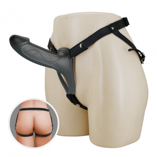 Черный полый мужской страпон London - 16,8 см. - Baile - купить с доставкой в Южно-Сахалинске