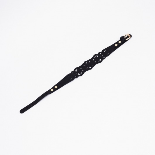 Черный ажурный чокер с золотистой фурнитурой - Crazy Handmade - купить с доставкой в Южно-Сахалинске