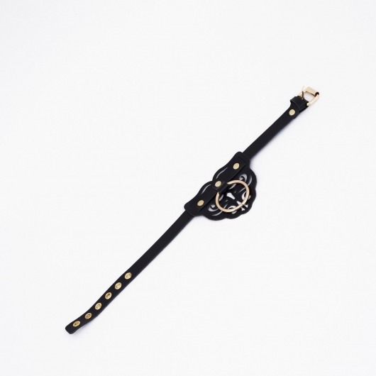 Черный чокер с клепками и золотистой фурнитурой - Crazy Handmade - купить с доставкой в Южно-Сахалинске