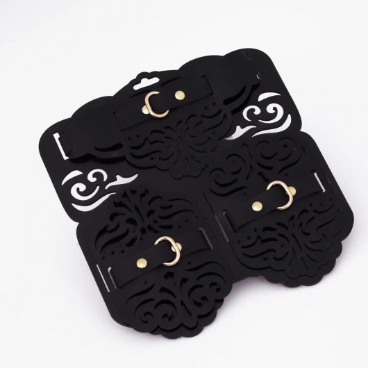 Фигурный набор для БДСМ-игр с узорами и золотистой фурнитурой - Crazy Handmade - купить с доставкой в Южно-Сахалинске