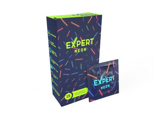 Светящиеся в темноте презервативы Expert Neon - 15 шт. - Expert - купить с доставкой в Южно-Сахалинске