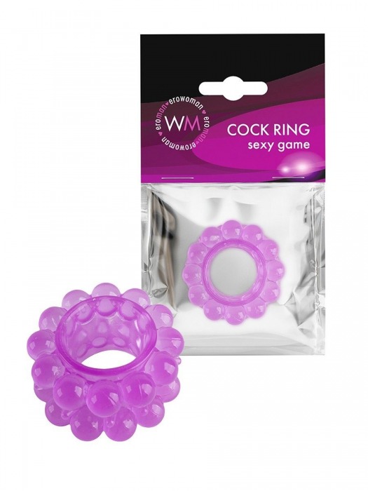 Лиловое эрекционное кольцо с 2 рядами стимулирующих шариков - Erowoman-Eroman - в Южно-Сахалинске купить с доставкой