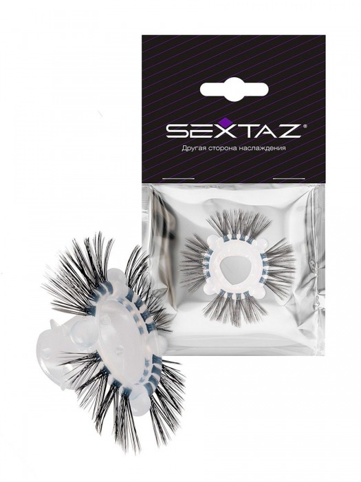 Эластичное эрекционное кольцо с черными «ресничками» - Sextaz - в Южно-Сахалинске купить с доставкой