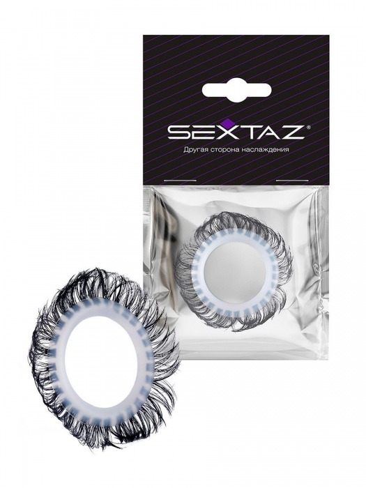 Эластичное эрекционное колечко с черными «ресничками» - Sextaz - в Южно-Сахалинске купить с доставкой