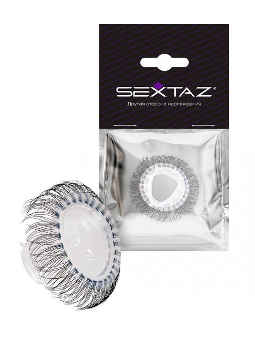 Эластичное эрекционное кольцо с длинными черными «ресничками» - Sextaz - в Южно-Сахалинске купить с доставкой