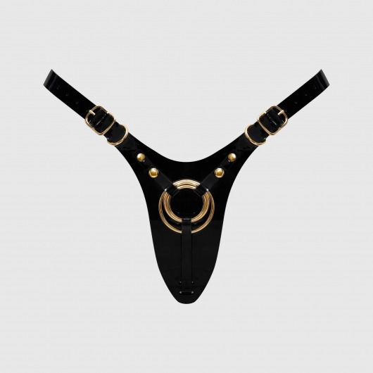 Черный пояс для фиксации насадок Strap-On-Me Leatherette Harness Fabulous - Strap-on-me - купить с доставкой в Южно-Сахалинске