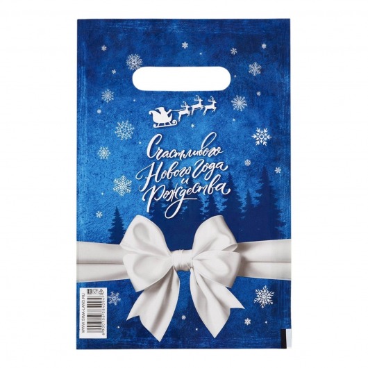 Сине-белый подарочный новогодний пакет с вырубной ручкой (20х30 см) - Сима-Ленд - купить с доставкой в Южно-Сахалинске
