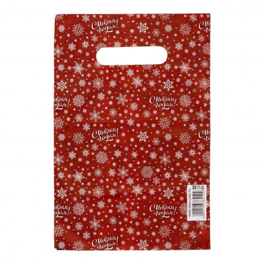 Красный подарочный новогодний пакет с вырубной ручкой (20х30 см) - Сима-Ленд - купить с доставкой в Южно-Сахалинске
