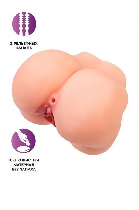 Реалистичный мастурбатор в форме попки с 2 любовными входами - No Name - в Южно-Сахалинске купить с доставкой