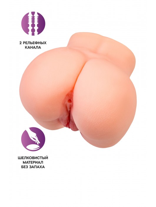 Реалистичный мастурбатор в форме попки с двумя любовными входами - No Name - в Южно-Сахалинске купить с доставкой