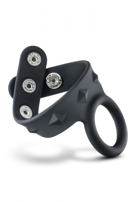 Черное эрекционное кольцо с подхватом мошонки на кнопках VS6 - Blush Novelties - в Южно-Сахалинске купить с доставкой