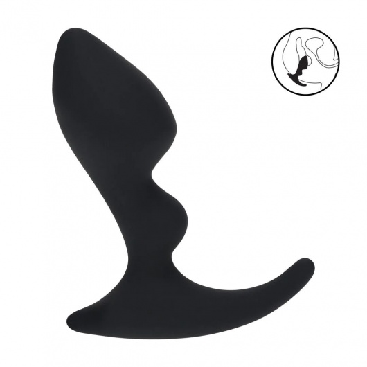 Черная анальная пробка для массажа простаты Double Ripple Silicone Prostate Massager - Shots Media BV - в Южно-Сахалинске купить с доставкой
