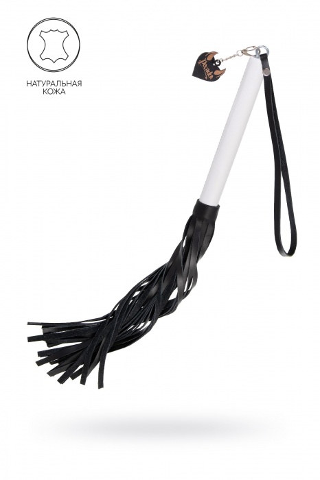 Плеть с белой рукоятью и чёрными хлыстами - 50 см. - Pecado - купить с доставкой в Южно-Сахалинске
