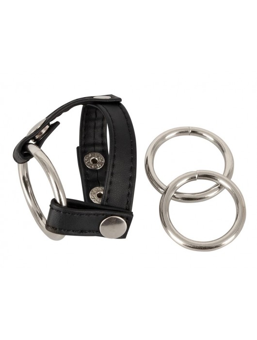 Подхват для мошонки с 3 съемными эрекционными кольцами Leder-Riemen - Orion - в Южно-Сахалинске купить с доставкой