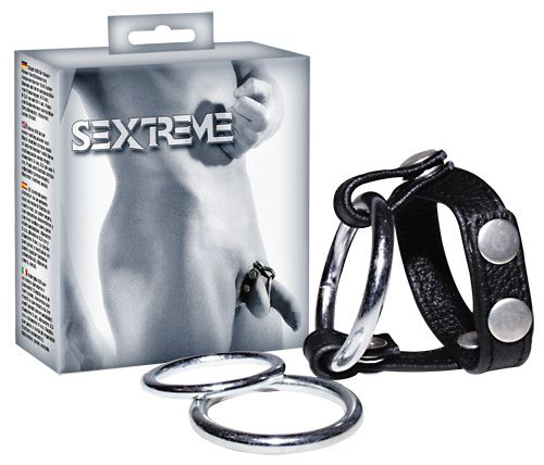 Подхват для мошонки с 3 съемными эрекционными кольцами Leder-Riemen - Orion - в Южно-Сахалинске купить с доставкой
