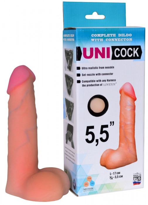 Фаллическая насадка Харнесс UNICOCK 5,5  - 17 см. - LOVETOY (А-Полимер) - купить с доставкой в Южно-Сахалинске