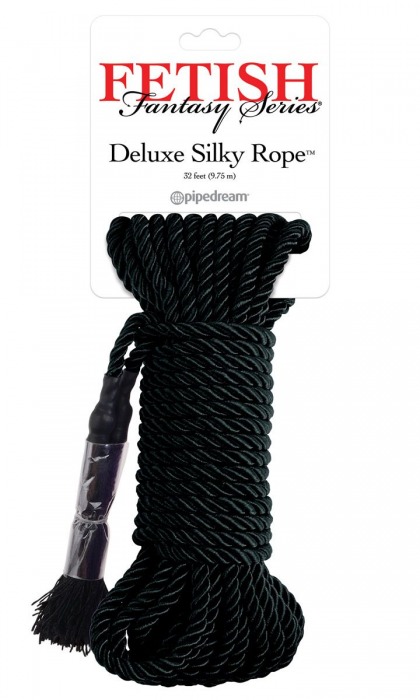 Черная веревка для фиксации Deluxe Silky Rope - 9,75 м. - Pipedream - купить с доставкой в Южно-Сахалинске