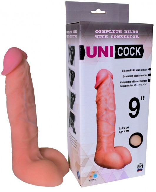 Фаллическая насадка Харнесс UNICOCK 9  - 24 см. - LOVETOY (А-Полимер) - купить с доставкой в Южно-Сахалинске