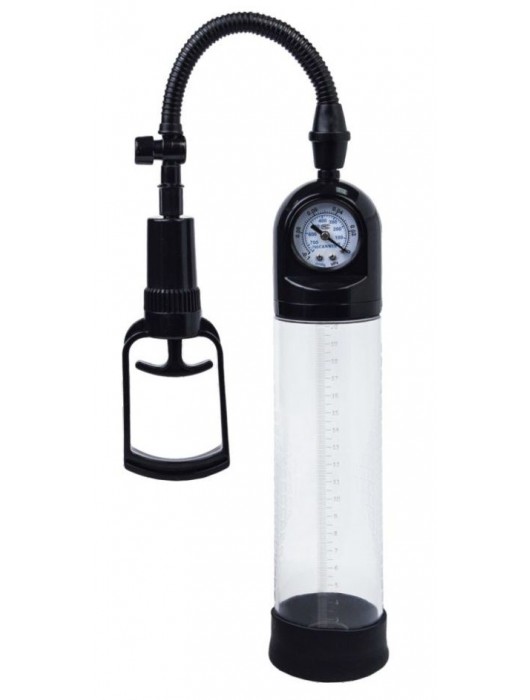 Чёрная вакуумная помпа A-toys с манометром и прозрачной колбой - A-toys - в Южно-Сахалинске купить с доставкой