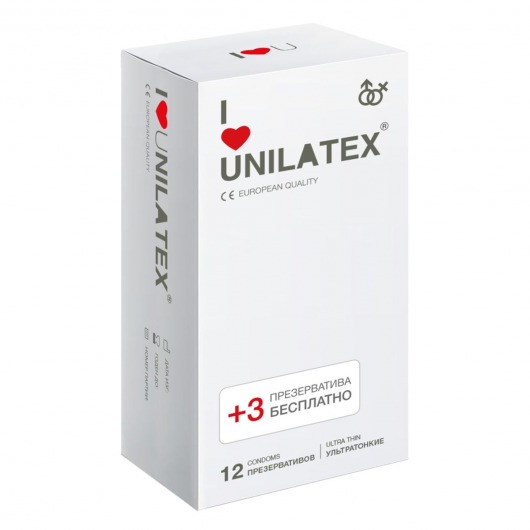 Ультратонкие презервативы Unilatex Ultra Thin - 12 шт. + 3 шт. в подарок - Unilatex - купить с доставкой в Южно-Сахалинске
