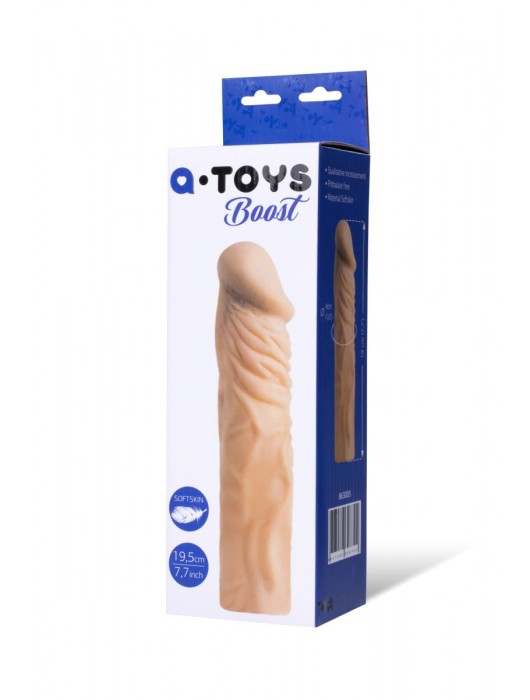 Насадка с ярко выраженной головкой и рельефным стволом - 19 см. - A-toys - в Южно-Сахалинске купить с доставкой