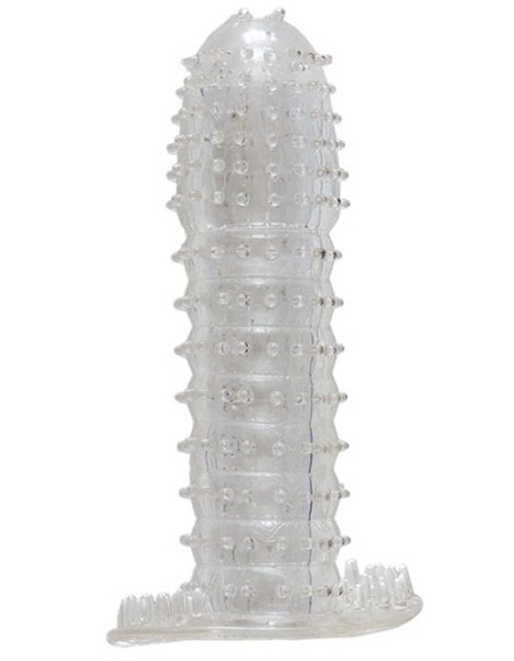 Гелевая прозрачная насадка c шипами - 12 см. - Toyfa Basic - в Южно-Сахалинске купить с доставкой