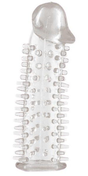 Прозрачная насадка на половой член с закрытой головкой и шипами - 12,5 см. - Toyfa Basic - в Южно-Сахалинске купить с доставкой