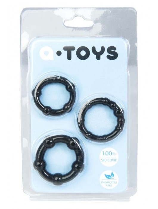 Набор из 3 чёрных эрекционных колец A-toys - A-toys - в Южно-Сахалинске купить с доставкой