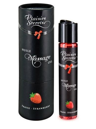 Массажное масло с ароматом клубники Huile de Massage Gourmande Fraise des Bois - 59 мл. - Plaisir Secret - купить с доставкой в Южно-Сахалинске