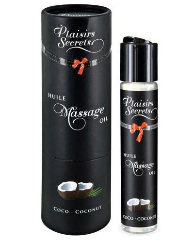 Массажное масло с ароматом кокоса Huile de Massage Gourmande Coco - 59 мл. - Plaisir Secret - купить с доставкой в Южно-Сахалинске