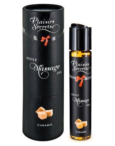 Массажное масло с ароматом карамели Huile de Massage Gourmande Caramel - 59 мл. - Plaisir Secret - купить с доставкой в Южно-Сахалинске