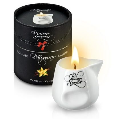 Массажная свеча с ароматом ванили Bougie Massage Gourmande Vanille - 80 мл. - Plaisir Secret - купить с доставкой в Южно-Сахалинске