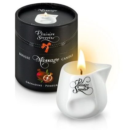 Массажная свеча с ароматом граната Bougie de Massage Gourmande Grenadine - 80 мл. - Plaisir Secret - купить с доставкой в Южно-Сахалинске